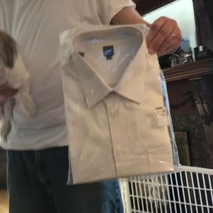 Ike Behar White mens dress shirt size 19 neck  36l